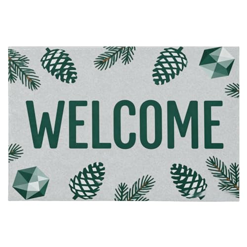 Area Rugs - Felpudo antideslizante lavable a máquina de 2 x 3 pies, para cocina, entrada, dormitorio, color verde piña de bienvenida, estilo campestre para comedor