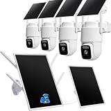 Solar 4G Security Cameras kit Wireless Outdoor, 4 Cam-Kit, SIM Card...