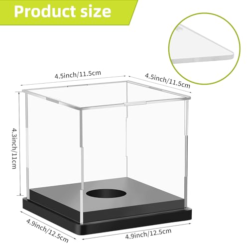 Image of Hooqict 2 Pack Arcylic Softball Display Case Clear Softball Holder UV Protected Stand Championship Display Case Memorabilia Square Box for Golf Tennis Game Ball Baseball