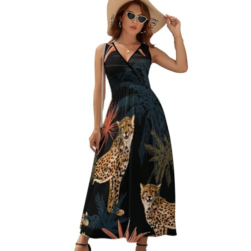 Robe léopard africain fluide col V pour rester fraîche et élégante