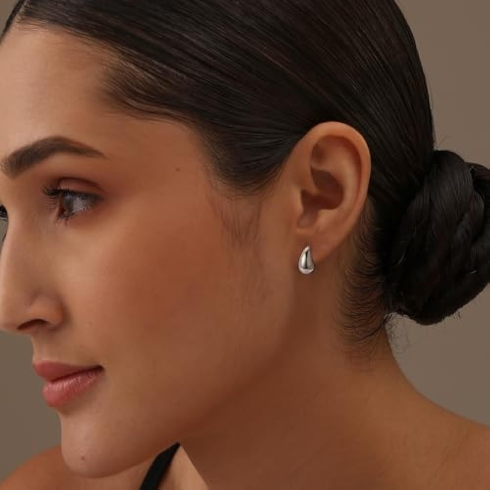 925 Sterling Silver Hollow Water Drop Stud Earrings, 16MM