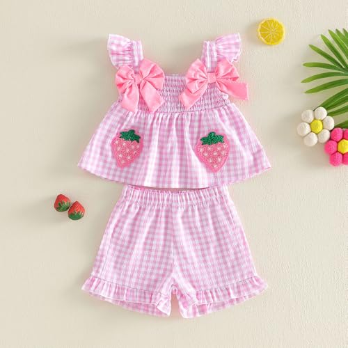 Image of Little Toddler Kids Girl Clothes Set 1-8 Years Summer Outfits Solid Color Tank Tops & Shorts