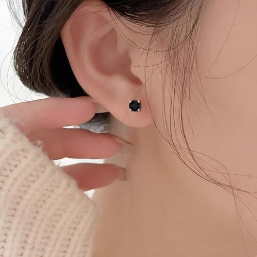 Image of 24Pairs Shiny Zircon Stud Earrings Set for Women Men Daily Use Black & White Color Crystal Ear Studs Small Rhinestone Ear-Rings Gemstone Earring Tops Office Wear
