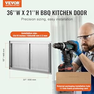 VEVOR BBQ Access Door 36W x 21H Inch, Double BBQ Door Stainless Steel, Outdoor Kitchen Doors for BBQ Island, Grill Station, Outside Cabinet VEVOR BBQ Access Door 36W x 21H Inch Double BBQ Door Stainless Steel Outdoor Kitchen Doors for BBQ Island Grill Station Outside Cabinet