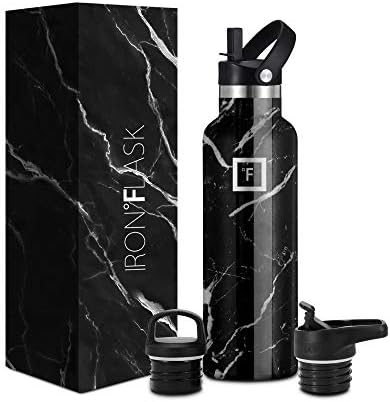 IRON °FLASK Sports Water Bottle - 945 ml, 3 Lids (Straw Lid), Vacuum Insulated Stainless Steel, Hot Cold, Double Walled, Thermo Mug, Standard Metal Canteen