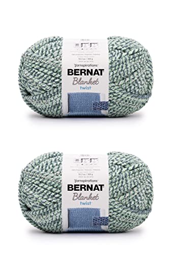Image of Bernat Blanket Twist Mint Yarn - 2 Pack of 300g /10.5oz - Polyester - 6 Super Bulky - 220 Yards - Knitting /Crochet