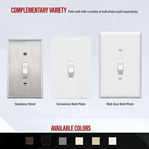 Enerlites 20 Amp Double-Pole Toggle Light Switch, 20A 120/277V, Self-Grounding, Industrial Grade, Ul Listed, 82200-W, White #TOP4