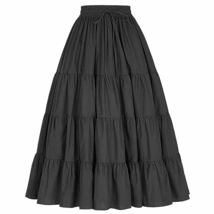 janak 'n' masaaya Frill Pattern Long Crepe Fabric Skirt in Black-picture-15
