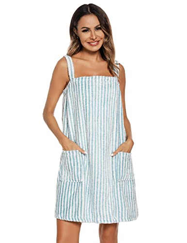 Image of Veseacky Women Bath Wrap Towel for Womens Shower with Pocket Adjustable Spa Robe & Facial Headband