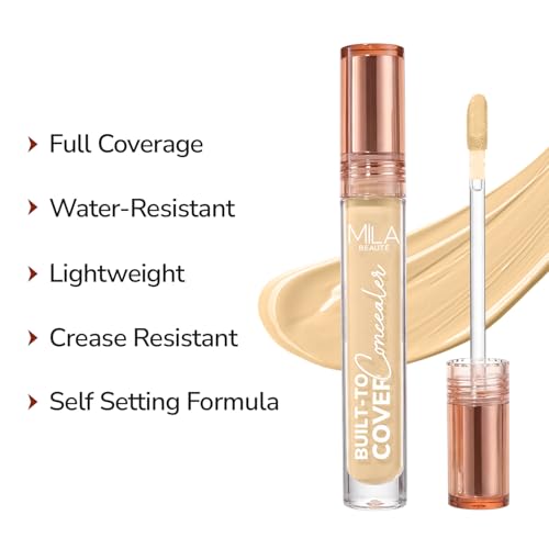 Image of Mila Beaute Built to Cover Liquid Concealer for Women With Spf & Hyaluronic Acid| Full Coverage Matte Finish Concealer for Dark Circles | Easily Blendable & Waterproof Formula| Suitable for Indian Skin Tones - 104N Natural Beige