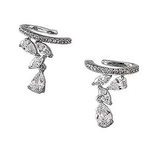 Dainty Diamond Cuff Cartilage Half Small Hoop Earrings For Women Girls Non Piercing Ear Wrap Huggies Hoops Cz Crystal Leaf Teardrop Clip Hypoallergenic Fashion Wedding Holiday Jewelry Gifts #TOP9