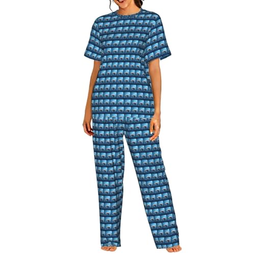 Pyjama à manches courtes dauphin 3D vêtement de nuit pour soirée cocooning