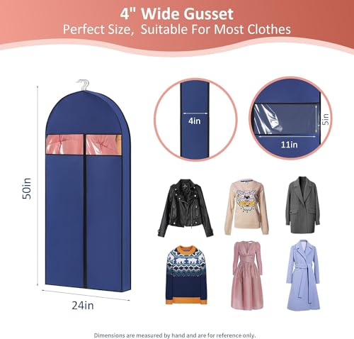 Clothes Cover 3pcs Garment Bags with 4" Gussets Suit Bags Closet Hanging Clothes Storage Suit Bags (Color : Blue, Size : 125 * 60 * 10cm)2