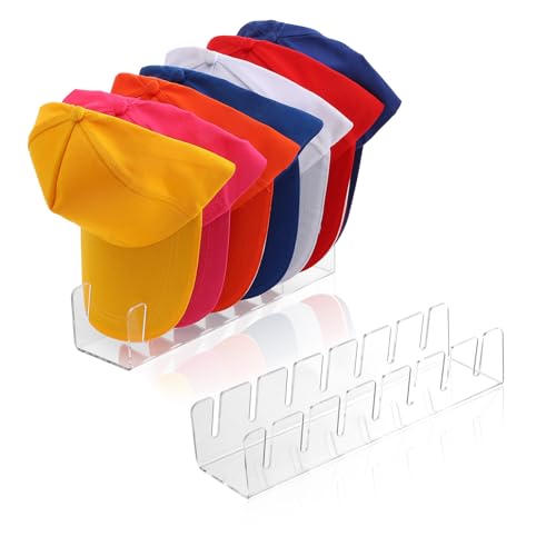 Yendrith Hat Stand for Baseball Caps, 2 Pack Hat Storage for 14 Baseball Caps, No Install Hat Acrylic Holder, Hat Racks for Baseball Caps Display and Organizer for Bedroom, Closet, Dresser