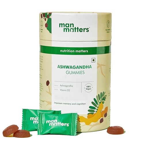 Man Matters Ashwagandha Gummies With KSM 66 & Vitamin D2 | 60 Gummies | Improves Strength, Energy, Immunity & Enhances Sleep Quality | 100% Vegan & Gluten-Free Man Matters Ashwagandha Gummies With KSM 66 & Vitamin D2 | 60 Gummies | Improves Strength, Energy, Immunity & Enhances Sleep Quality | 100% Vegan & Gluten-Free