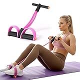 Multifunction Pedal Resistance Band with Handle, 6 Tube Multifunction Foot Pedal Resistances Band with Handles, Arm & Waist Training Tummy Trimmer Ab Workout Equipment for Home Gym Men Women (Pink)