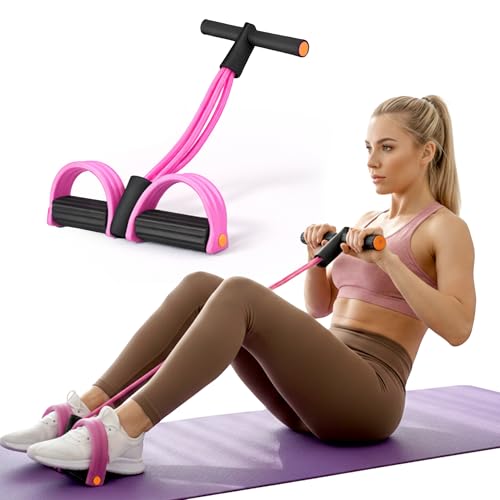Pedal Resistance Band with Handle, 6 Tube Multifunction Foot Pedal Resistance Band, Arm & Waist Training Tummy Trimmer Ab Workout Equipment for Home Gym Men Women