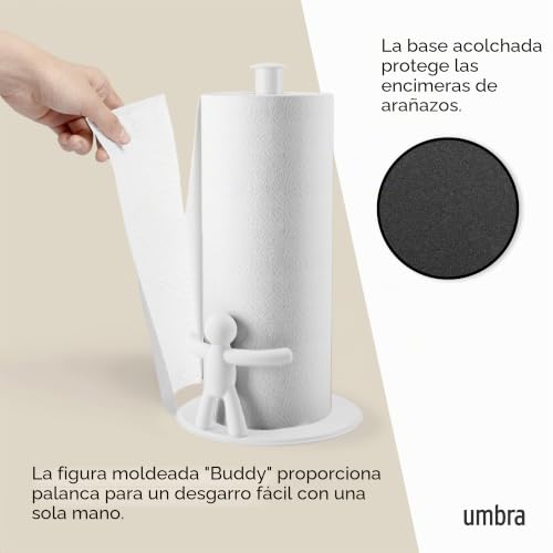 Portarollos de toallas de papel Umbra Buddy blanco, soporte vertical de mesa para cocina 6