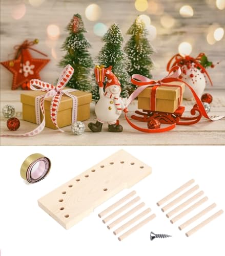 Ruimou 1 Set Holzschleifenmacher mit Holztafelstäbchen, kommt mit 4 verschiedenfarbigen Bändern, zum Basteln, Basteln, Schleifen, Dekoration, Geschenke