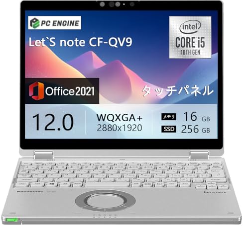 �y�ʔ��^2in1���f��Let's note CF-QV9 / MS Office 2021 / ��10����Core i5 / ������16GB / SSD 256GB / 12�C���`WUXGA+(2880x1920)�E�^�b�`�p�l��/Web�J����/USB-C/