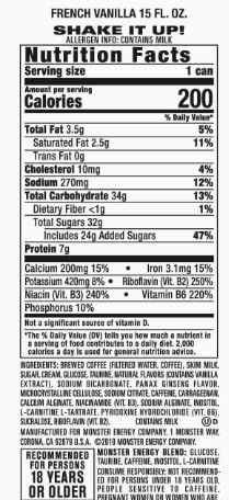 Image of Monster Java Triple Shot French Vanilla Energy Drink, 443ml, X Pack Of 2 Caffeinated Beverage (Product Of USA) From DECADENT FOODS