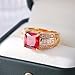 DCFSHEE 18K Yellow Gold Plated Silver Red Created Ruby Halo Ring for Women Fashion Cushion Cut Luxury Engagement Wedding CZ Ring Birthday Jewelry Gifts(9)