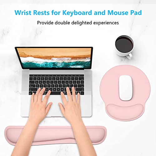 Dapesuom Keyboard Wrist Rest And Mouse Pad With Wrist Support, Memory Foam Wrist Rests For Keyboard And Mouse Set, Ergonomic Wrist Pad With Non Slip Base For Easy Typing And Pain Relief, (Hstz-Pink) #TOP1