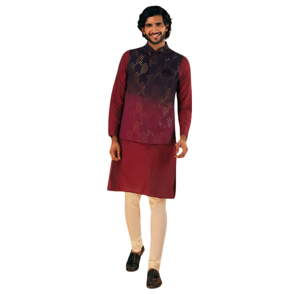 kisah Men's Nehru Jacket, Black Pure Cotton, Embellished Regular Fit Mandarin Collar Sleeveless-picture-37