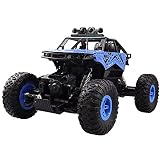 1:14 Large Alloy Climbing Car Die-Casting Car 4WD Car Off-Road Car Remote Control Car Light Spray Car Hobby Toy Car 2.4GHz Rechargeable Sports Car RC Boy Girl Child Adult Gift (Blue)