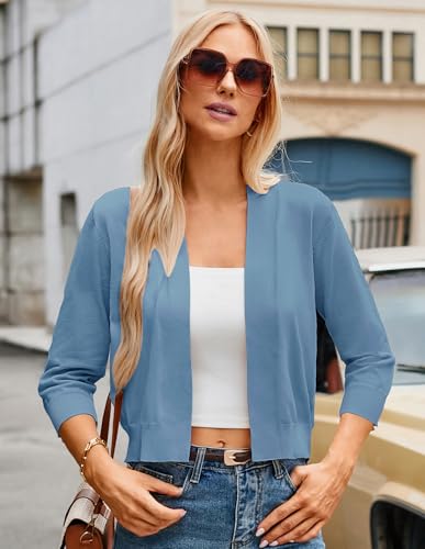Image of GRACE KARIN Women Cardigan Sweaters Lightweight Knit Cropped Cardigans Trendy 3 /4 Sleeve Shrug Bolero S-3XL