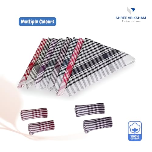 Image of Vriksham Pack of 3 Cotton Kitchen Cleaning Cloths | 16x24 inch Checkered Napkins for Wet & Dry use | Reusable & Absorbent (3, Multi 16x24)