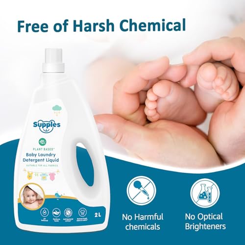 Image of Amazon Brand - Supples Baby Laundry Detergent Liquid | 2 Litre | pH Balanced | Anti-bacterial | Contains Aloevera & Neem Extract | Plant based - Free from Harsh Chemicals