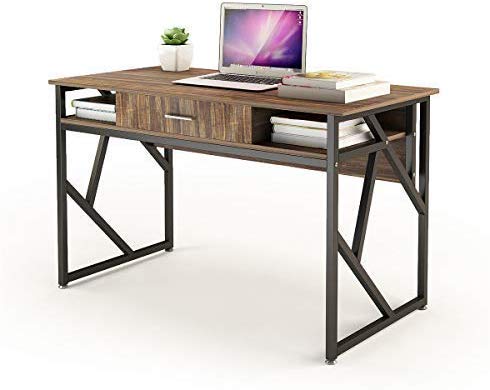 DEWEL Computer Desk with Drawer, 47" Executive Desk Office Writing Desk PC Laptop Workstation Space-Saving Study Desk with Storage for Home Office Study