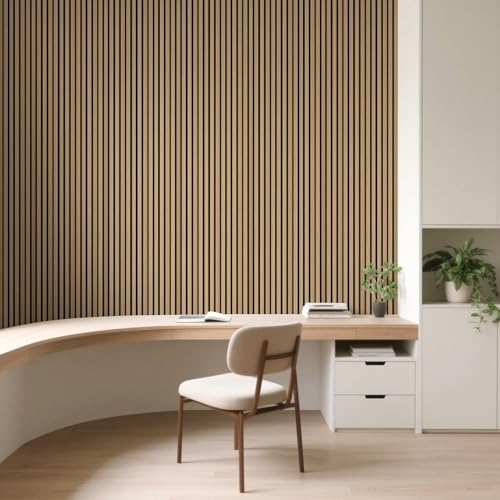 Image of Art3d Roll-Flat Design Acoustic Wood Slat Wall Panels, 2-Pack, Boxwood
