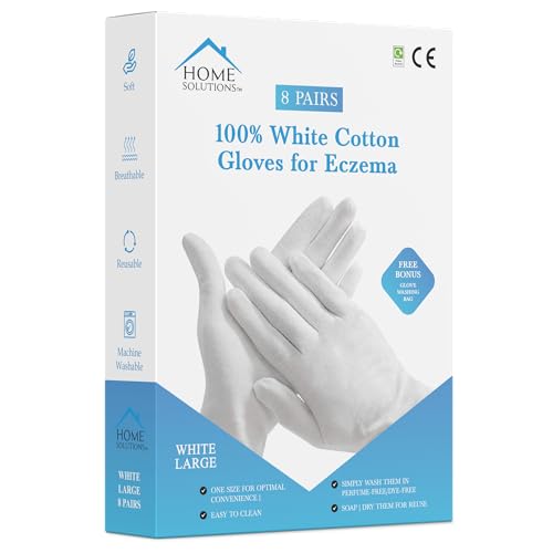 Home Solutions™ Guantes grandes de algodón blanco para eccema | 8...