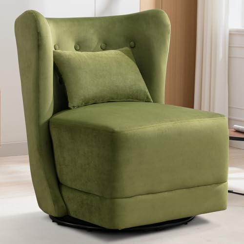CANMOV Swivel Velvet Accent Chair, Armless 360&deg; Swivel Sofa Chair with Lumbar Pillow, Upholstered...