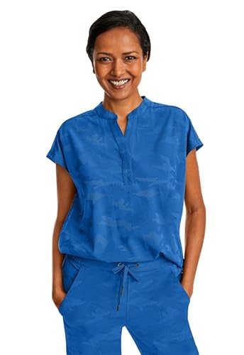 Healing Hands Scrub Top for Women Modern Fit Tee with 2 Pockets, Moisture Wicking, 360° Stretch and Quick Dry Fabric 2352, L, Royal