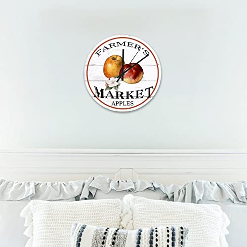 Wall-Clock-Farmers-Market-Apples-Home-Decor-Wall-Clocks-Silent-Non-Ticking-Primitive-Farmhouse-Country-Round-Clock-for-HomeOfficeKitchen-Decor-10-Inch Wall Clock Farmers Market Apples Home Decor Wall Clocks Silent Non Ticking Primitive Farmhouse Country Round Clock for HomeOfficeKitchen Decor 10 Inch