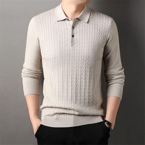 Men's Quality Solid Buttons Long Sleeved Sweater Soft Lapel Knitting Casual Business Sweaters2