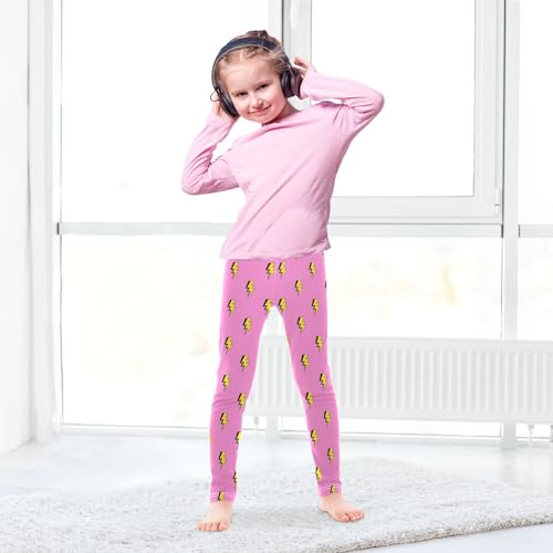 Lightning Bolts Girls' Leggings Toddler Doodles Pink Kids Yoga Pants Dance Active Tights 5T4