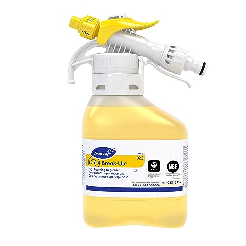 Diversey 93313117 SUMA Break-Up High Foaming Degreaser, Cleans Floors, Walls & Food Contact Surfaces, Concentrate, Ready-to-Dispense RTD Spray, 1.5-Liter