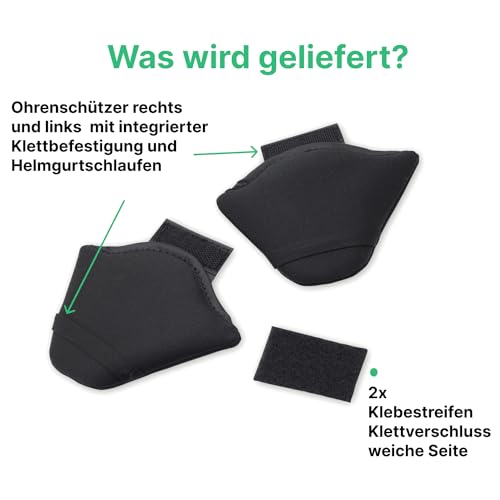 GOOFF Ohrenschützer – passt auf jeden Helm – gegen Windgeräusche – S Pedelec 2.0 Earpads - ansteckbar an den Fahrradhelm – mit großzügigen Klebestreifen – weich an den Ohren