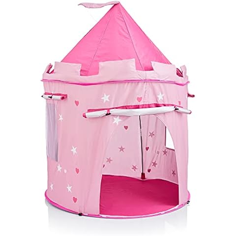 KiddyPlay Girls Play Tent - Pink Princess Pop-Up Castle - Childrens Indoor or Outdoor Garden Playhouse - Girls Wendy House - UV Sun Safe Cover
