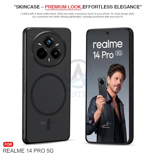 Image of AESTMO Realme 14 Pro 5G Back Cover | 360 Protection | Matte Frosted Hard Back Translucent | Compatible with MagSafe Accessories for Realme 14 Pro 5G (Smoke Black Matte PC+Black TPU Bumber)