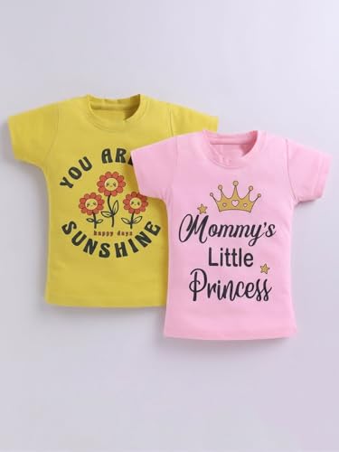 Image of Amazon Brand - Jam & Honey Girls Cotton Graphic Printed Half Sleeves T-Shirt | Regular Fit | Soft & Breathable | Age 2-8 Years (Available in Pack of 5 & Pack of 3)