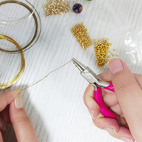 SPEEDWOX Mini-Rundzange, 7,6 cm Drahtschlaufenzange mit pinkem PVC-Griff, Schmuckzange für Perlenstickerei, Schmuckherstellung, Drahtwicklung, Bastelzubehör – Bild 6
