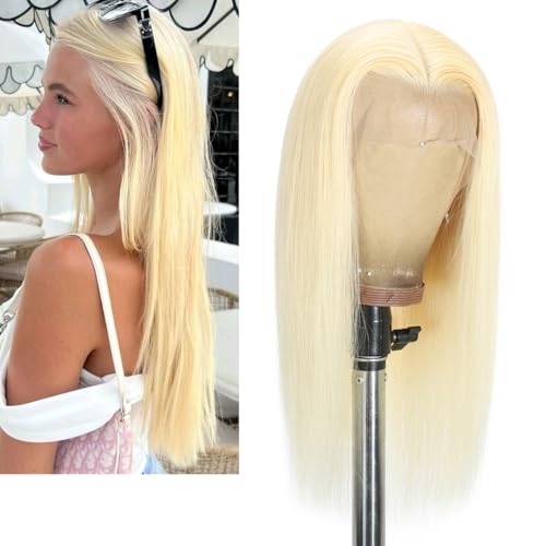 Perruque naturelle full lace wig blond 613 cheveux humains 14 pouces dentelle transparente