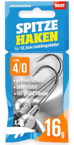 Lieblingsköder Spitze Haken Gr. 4/0 Jigköpfe - 2 Jighaken, Gewicht:16g