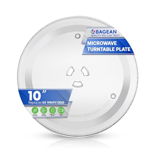 Microwave Plate Replacement 10 inch Fits WB49X10065 GE Microwave Turntable Plate - Exact Replacement Microwave Glass Plate Rotating Tray - Oven Dish For Better Reheating and Cooking