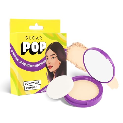 Image of SUGAR POP Longwear Compact with Castor Oil & Vitamin E | PressedSetting Powder with UV Protection | Matte & Long Lasting | 9gm - 04 Pearl